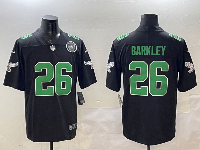 Men Philadelphia Eagles #26 Barkley Black green Throwback 2025 Nike Limited NFL Jersey style 4